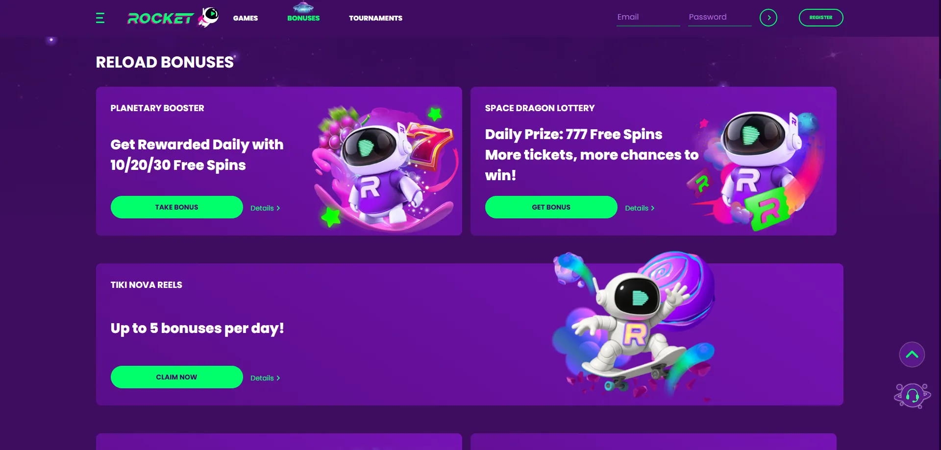 Casino Rocket 100% welcome bonus and free spins offer for Australian players