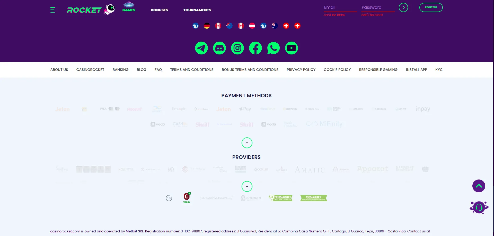 Casino Rocket deposit and withdrawal methods — fast secure payments Australia